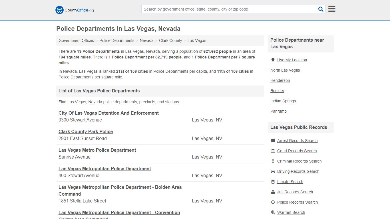 Las Vegas, NV (Arrest Records & Police Logs) - County Office